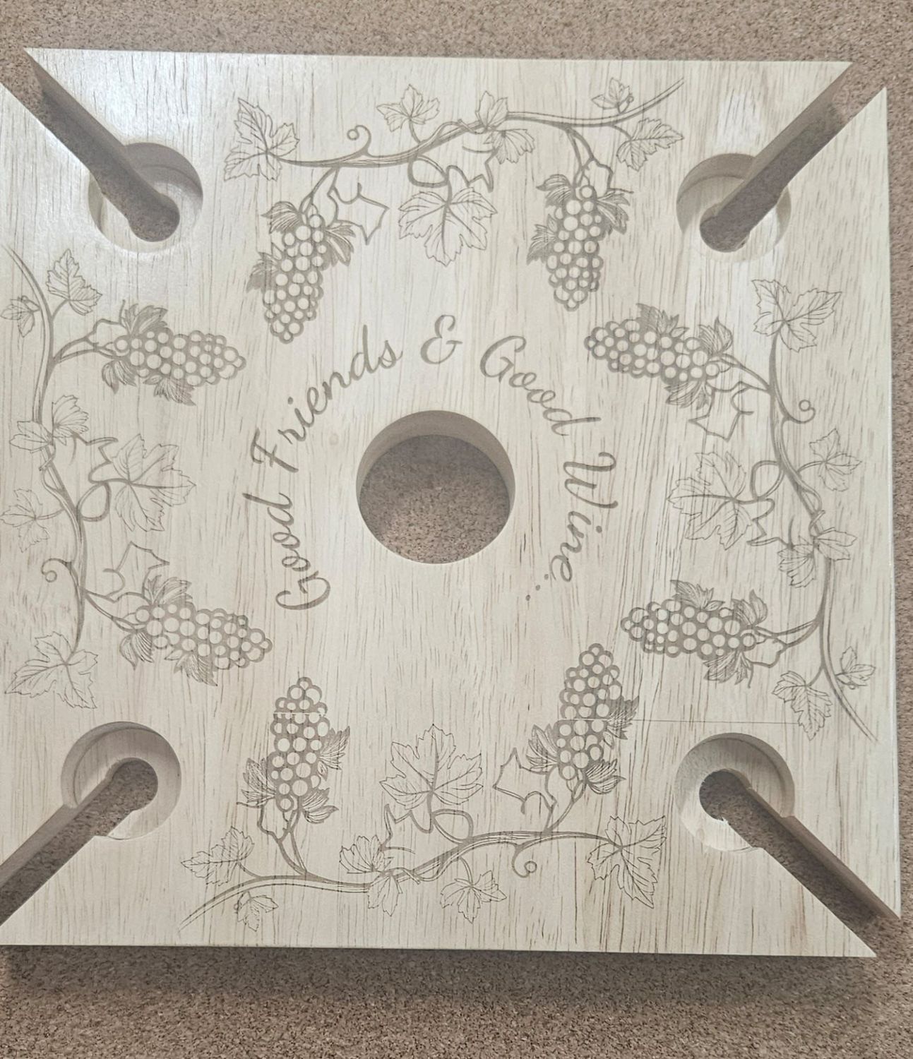 Hevea Wood 4 Person Wine Glass Holder