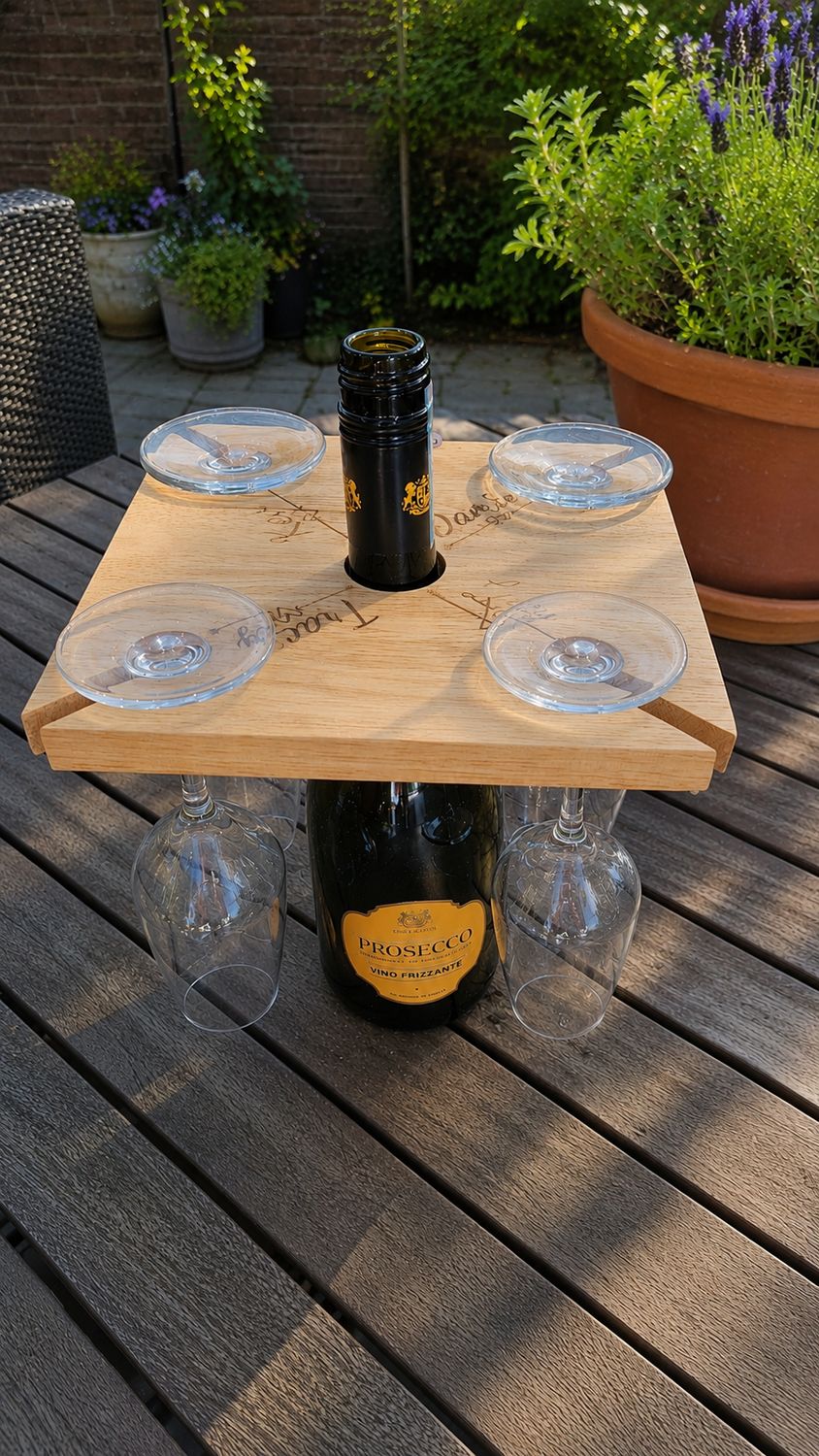 Hevea Wood 4 Person Wine Glass Holder