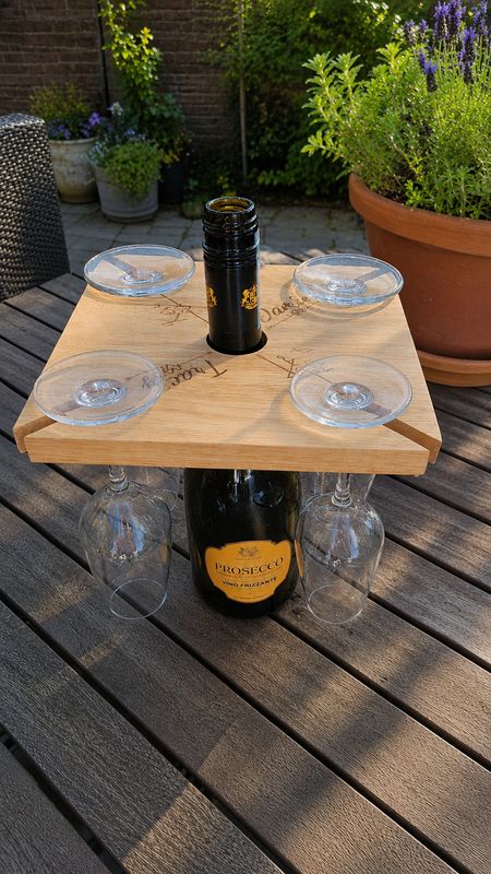 Hevea Wood 4 Person Wine Glass Holder