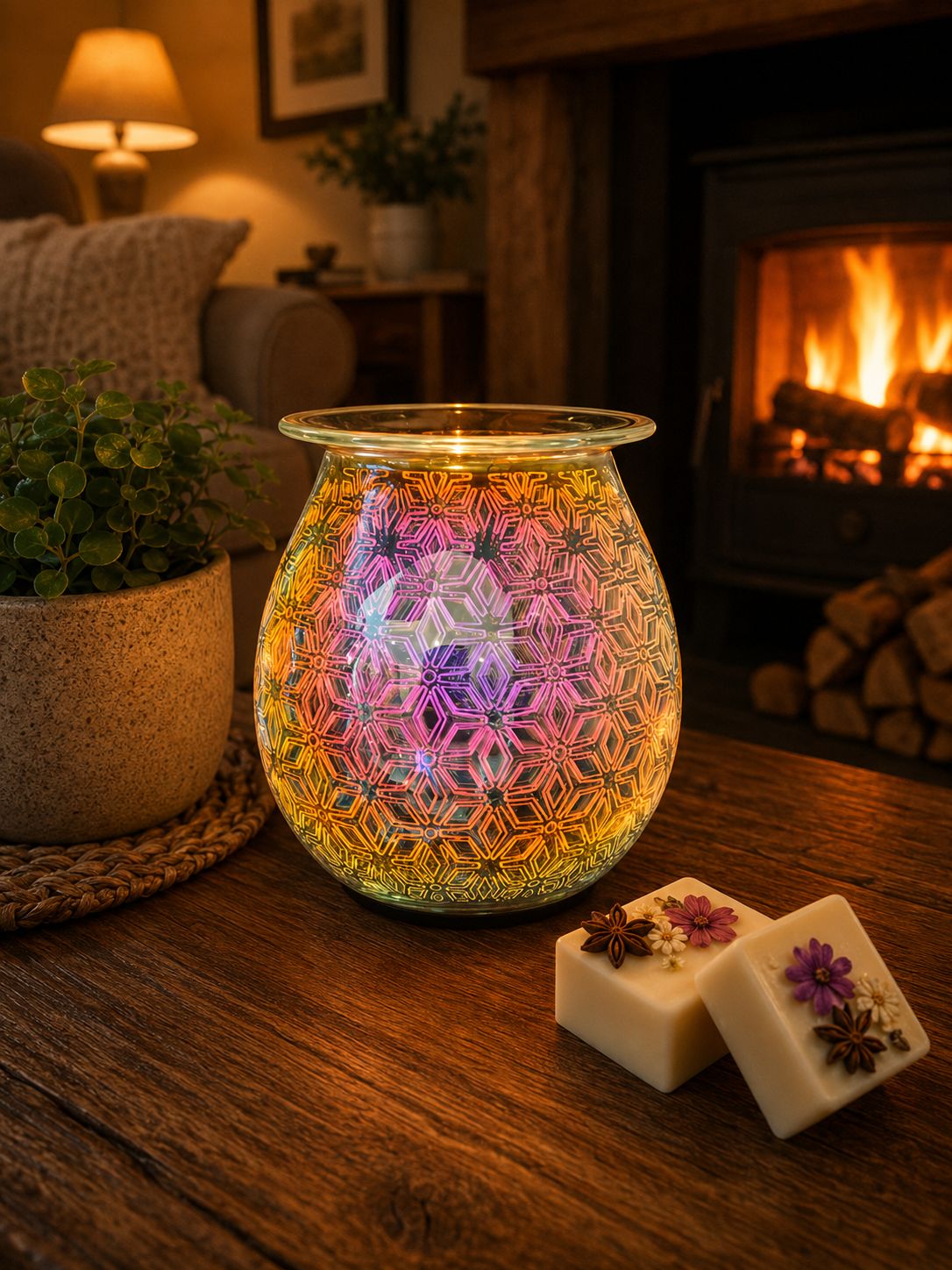 Electric Wax Melt Burner – 3D Geometric Ambient Light Design