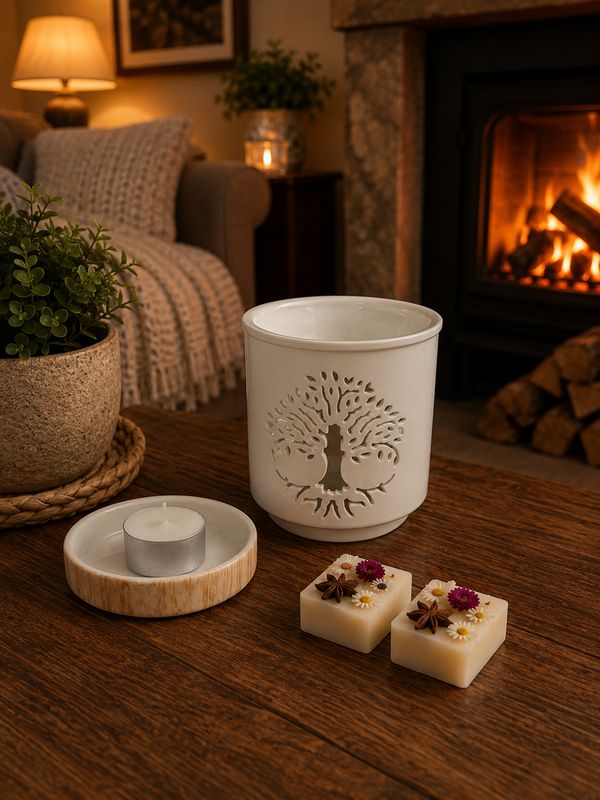 Wax Melt Burner - Ceramic with Tree of Life cutout