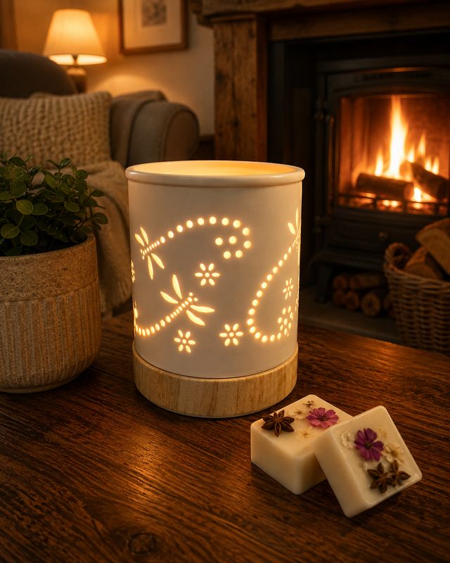 Wax Melt Burner - Ceramic with Dragonfly cutout