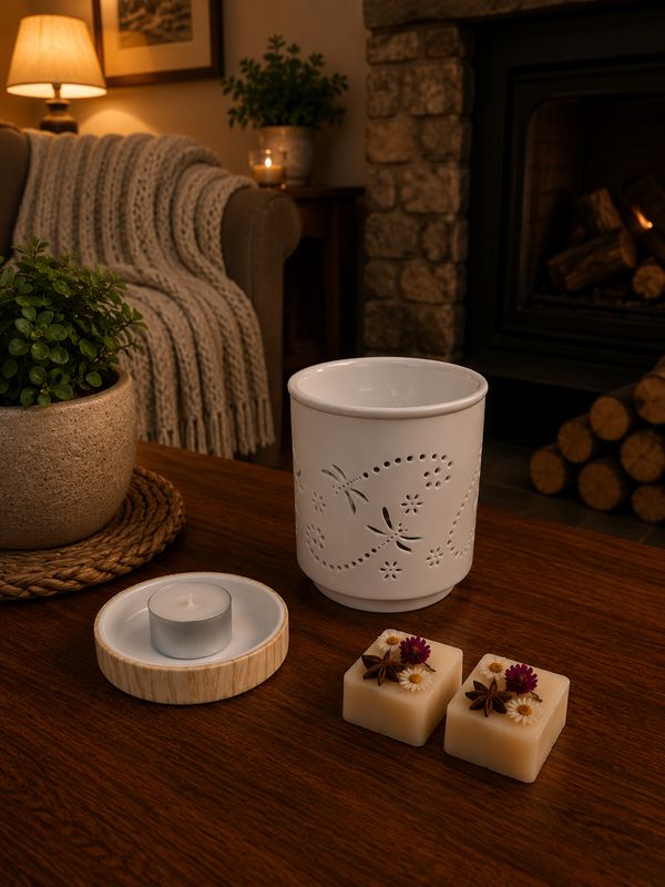 Wax Melt Burner - Ceramic with Dragonfly cutout