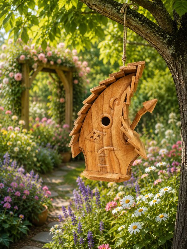 Wooden WITCH HOUSE  Bird House - Freestanding or hanging