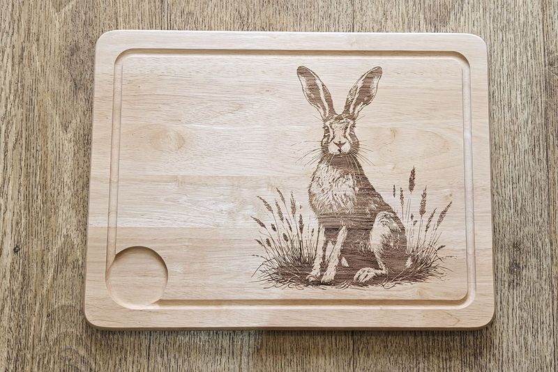 Hevea wood chopping/serving board- Hare design