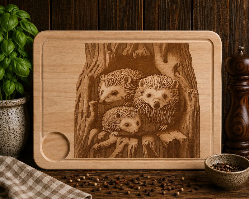 Hevea wood chopping/serving board - HEDGEHOGS Design