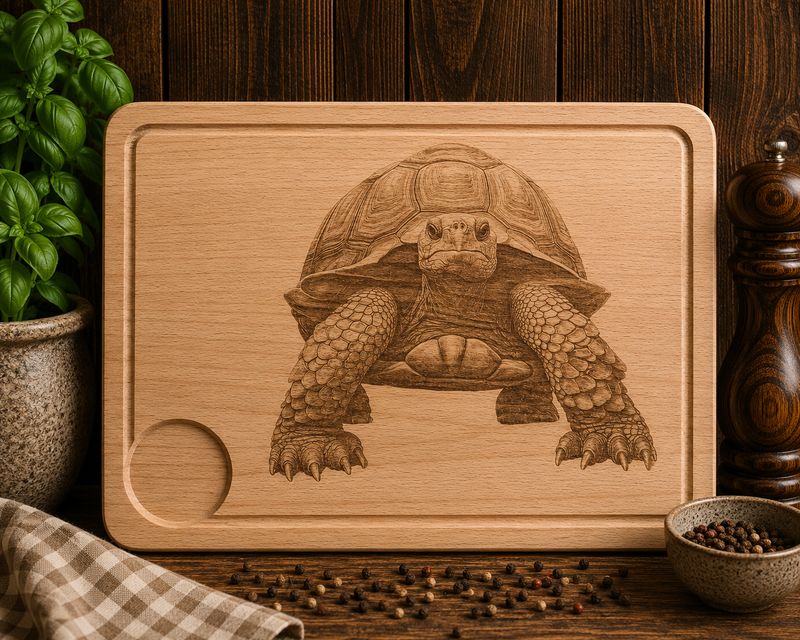 Hevea wood chopping/serving board- TORTOISE design