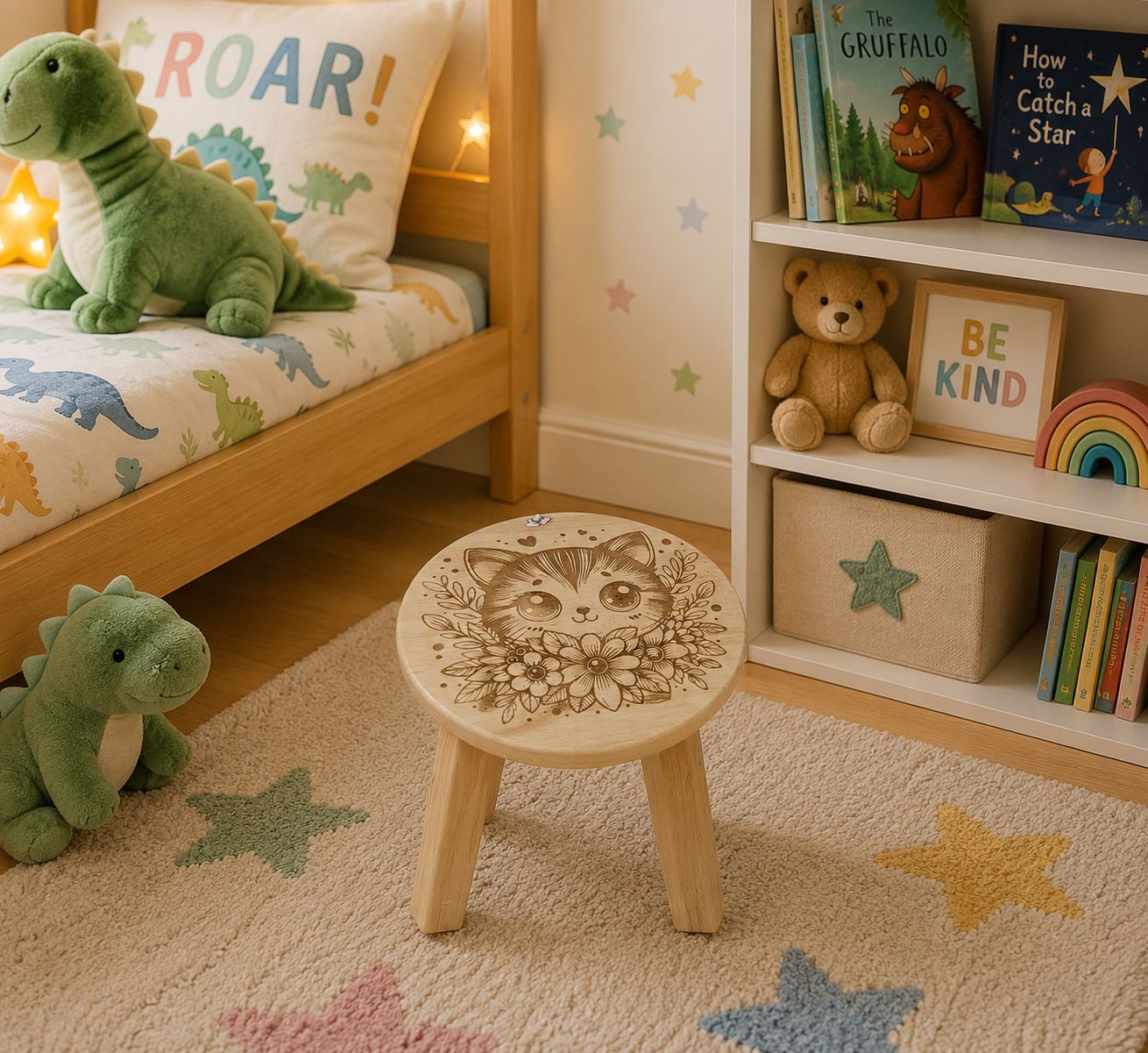 Wooden childs stool - Cat Design