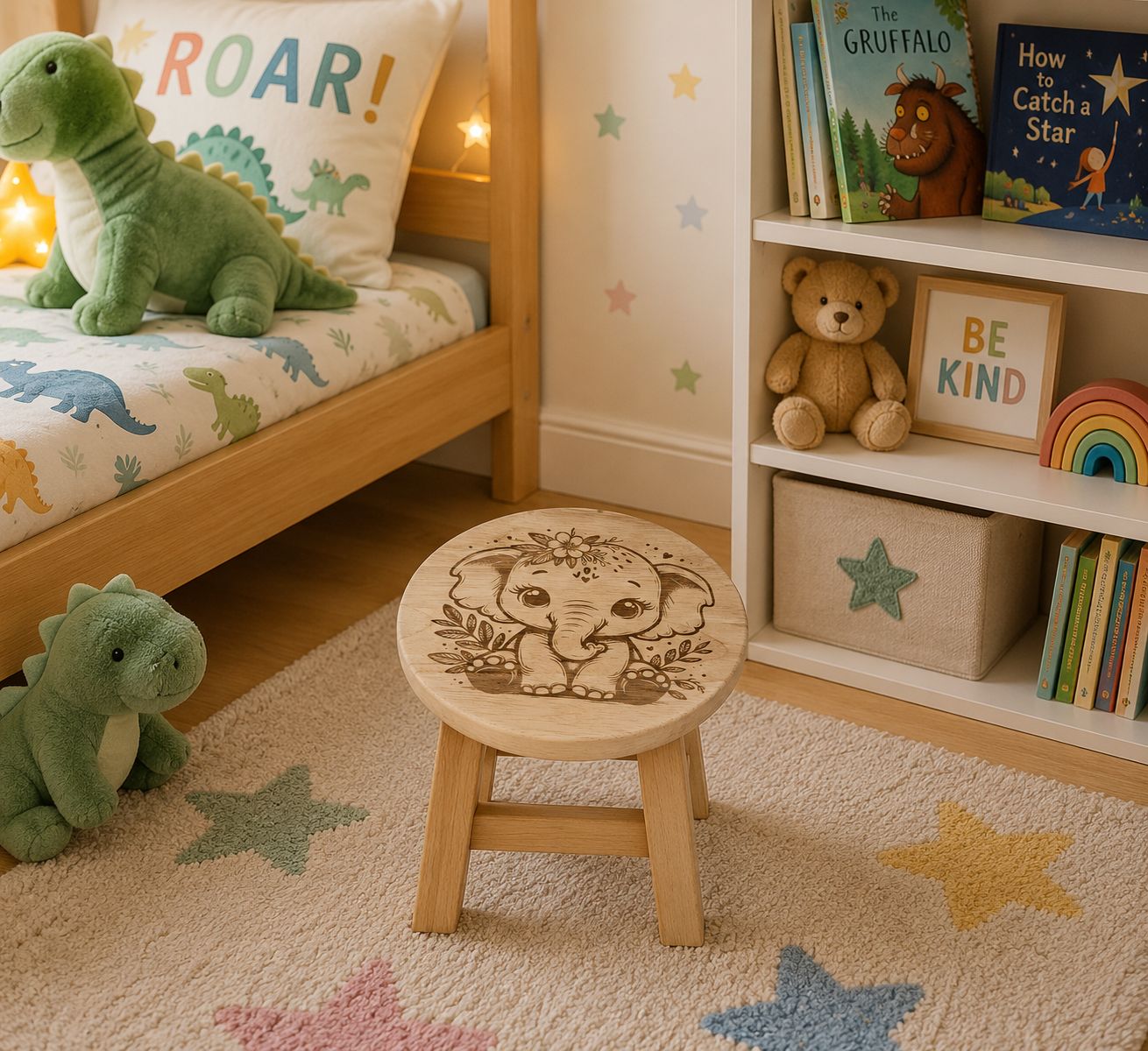 Wooden childs stool - Baby Elephant Design