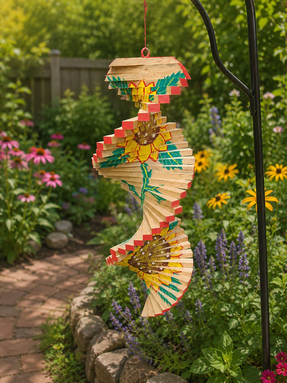 Wooden Handpainted Garden Wind Spinner - 6 designs