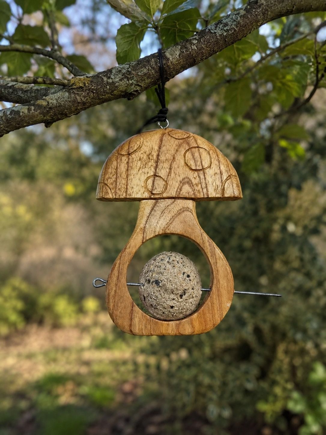 Wooden Suet / Apple Feeder - Mushroom