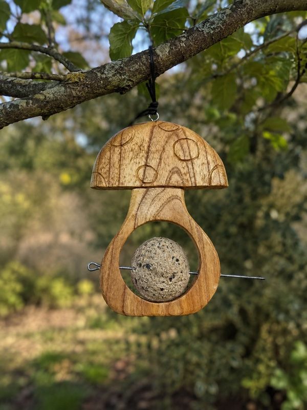 Wooden Suet / Apple Feeder - Mushroom