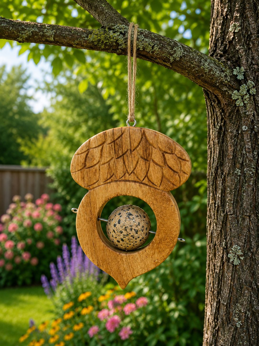Wooden Suet / Apple Feeder - Acorn