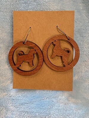 PWD Earrings -- Natural Wood PWD with Retriever Clip - ON SALE