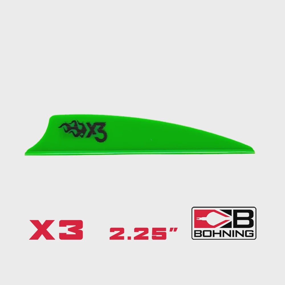 Bohning X3 Vane 2.25" (Shield Cut), Colour: Neon Green, Size: 2.25