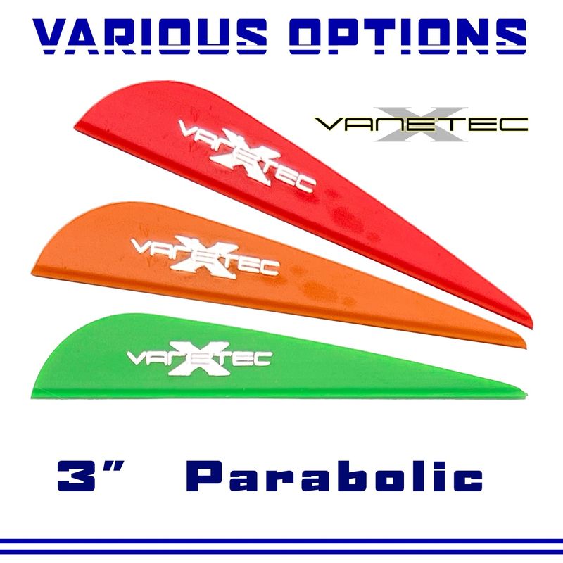 Vanetec 3" Parabolic Fletch (All Colours)