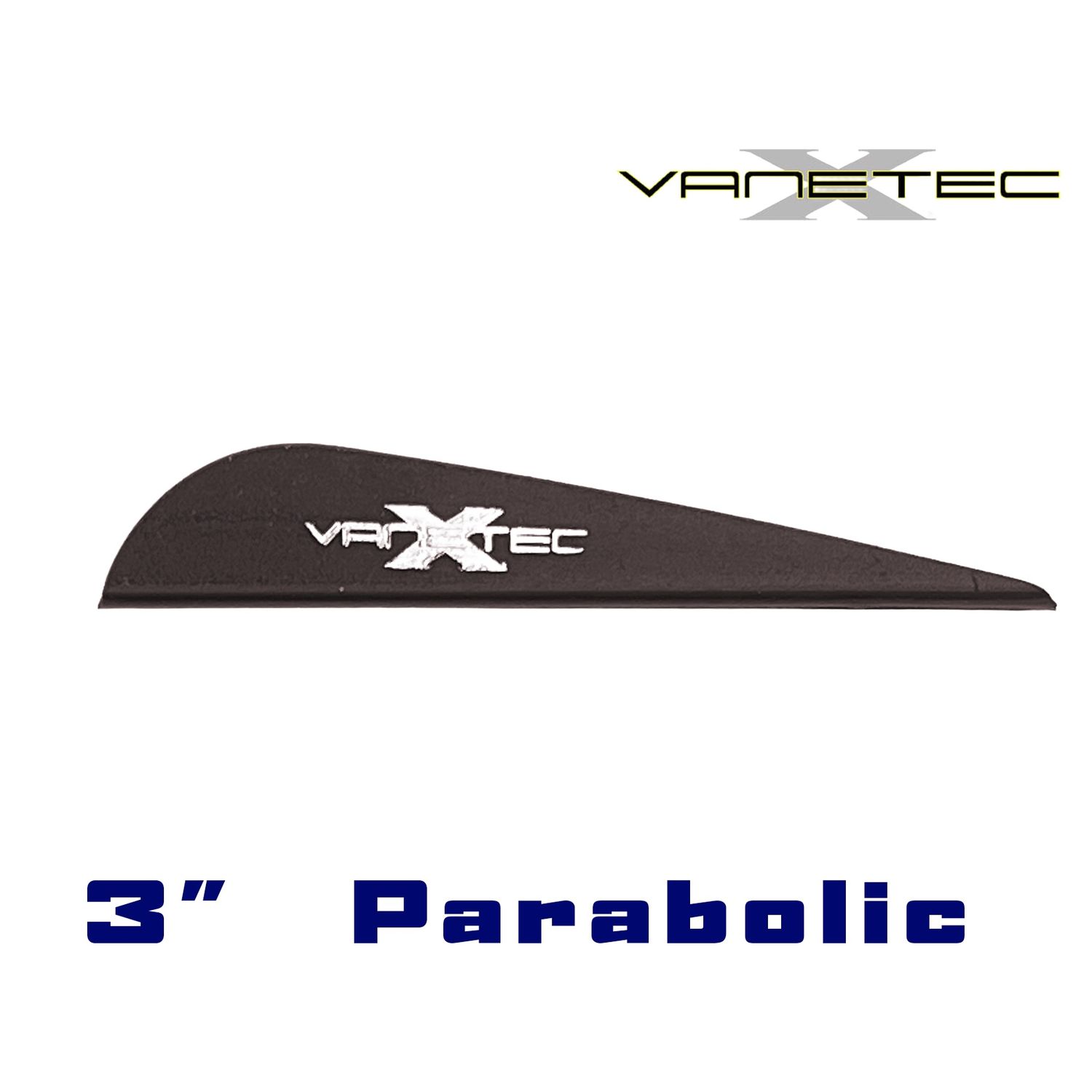 Vanetec 3" Parabolic Fletch (All Colours), Colour: Black, Size: 3.0"