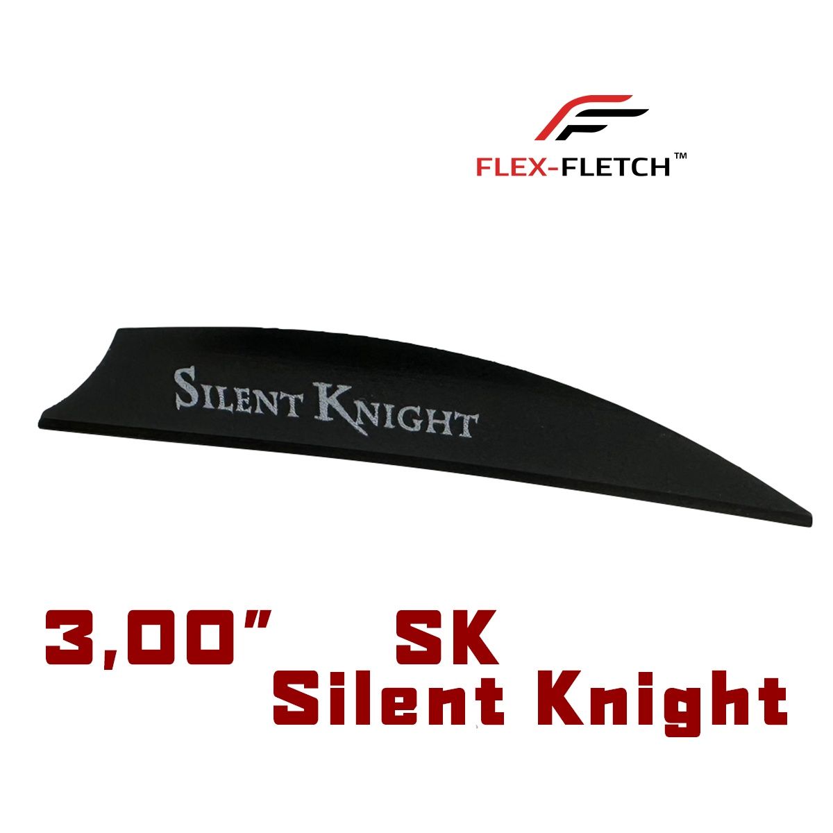 Flex-Fletch Silent Knight Fletch (SK, 3.0" - All Colours), Colour: Black, Size: 3.00"