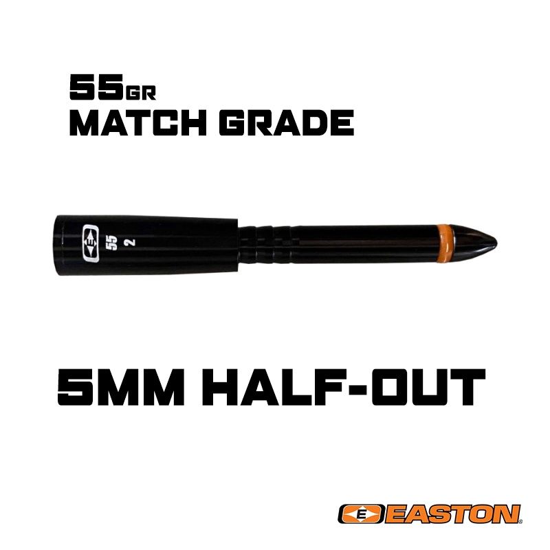 Easton 5mm Match Grade Half-Out Inserts, Size: #1, Weight: 55gr (Aluminum/Aluminum)