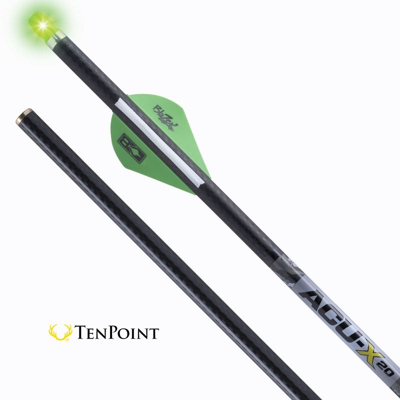 TenPoint ACU-X 20 Premium Carbon Arrows for Rail-Less Forward Draw Crossbows (Lighted Nocks)
