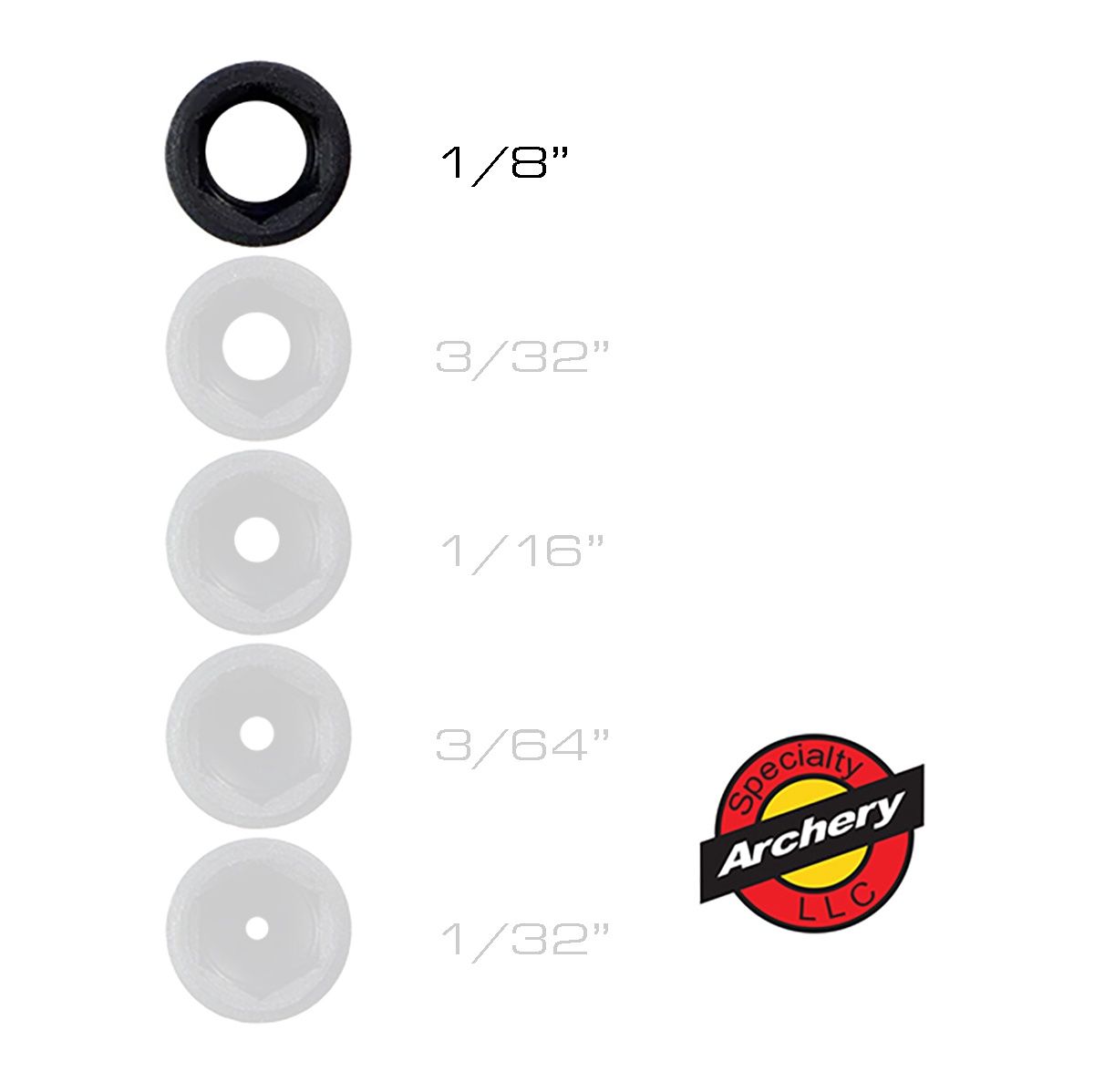 Speciality Archery Apertures for Pro Series, Ultra Lite, &amp; Large Peeps, Size: 1/8"
