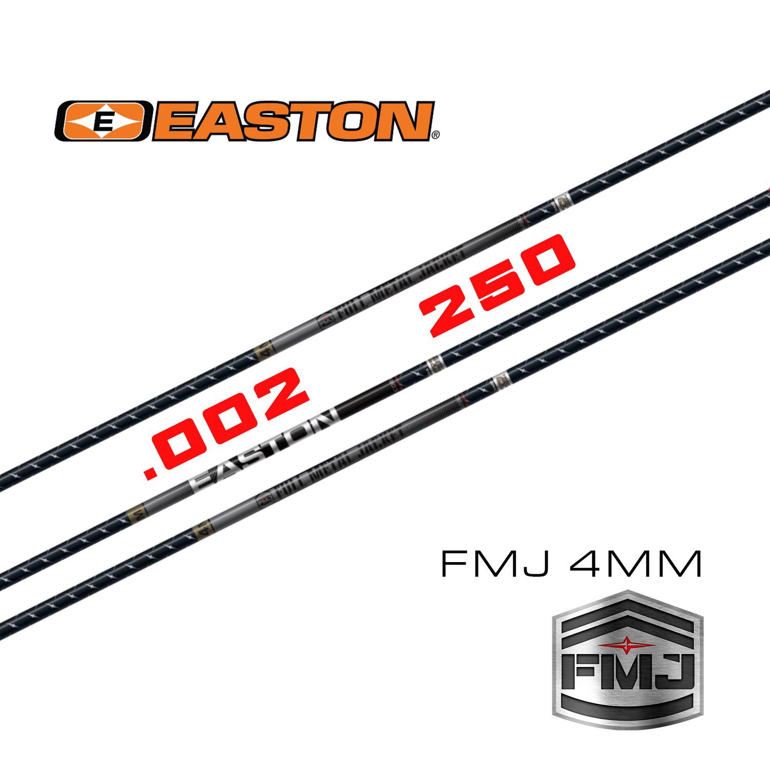 Easton 4mm FMJ Arrow Shafts, Spine: 250, Straightness: .002