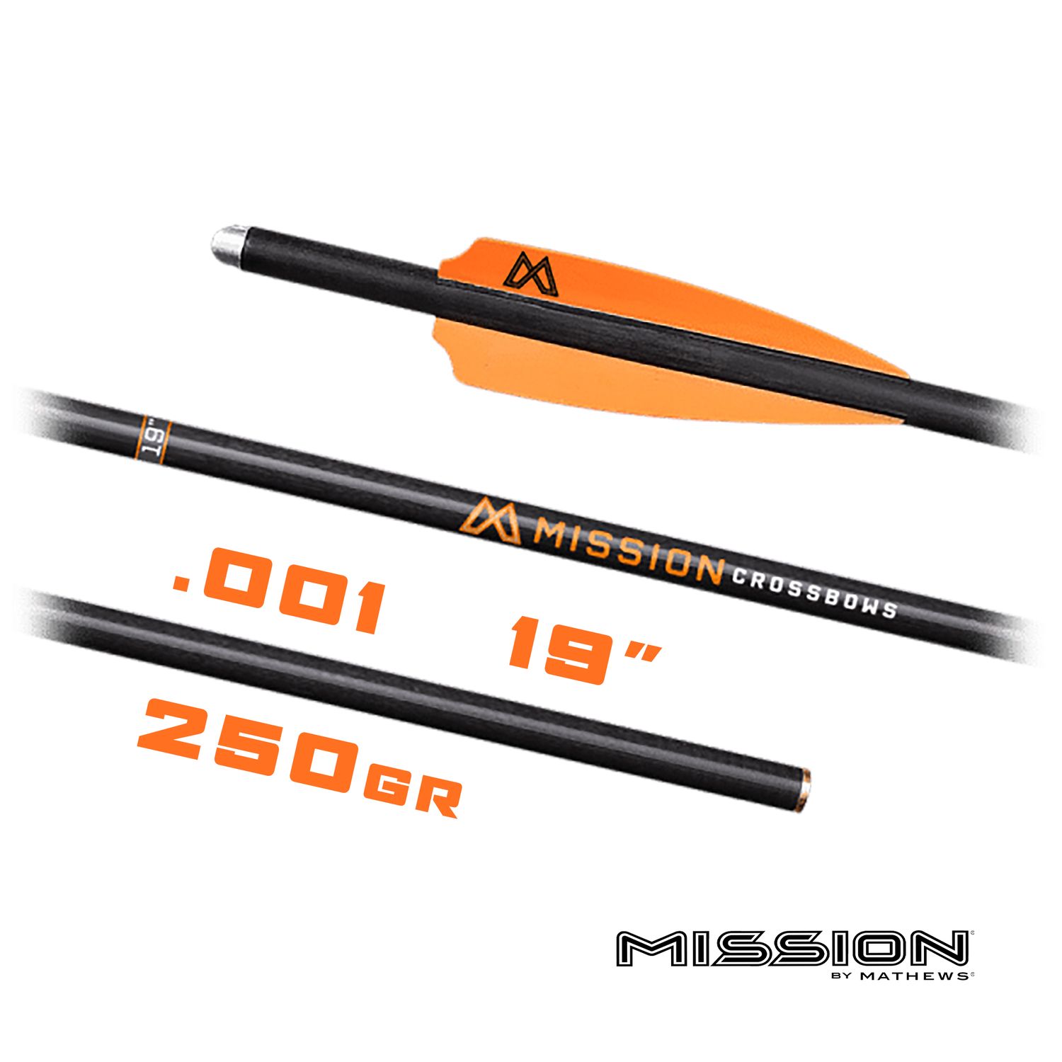 Mission Crossbow Bolts 19", Straightness: .001, Weight: 250gr