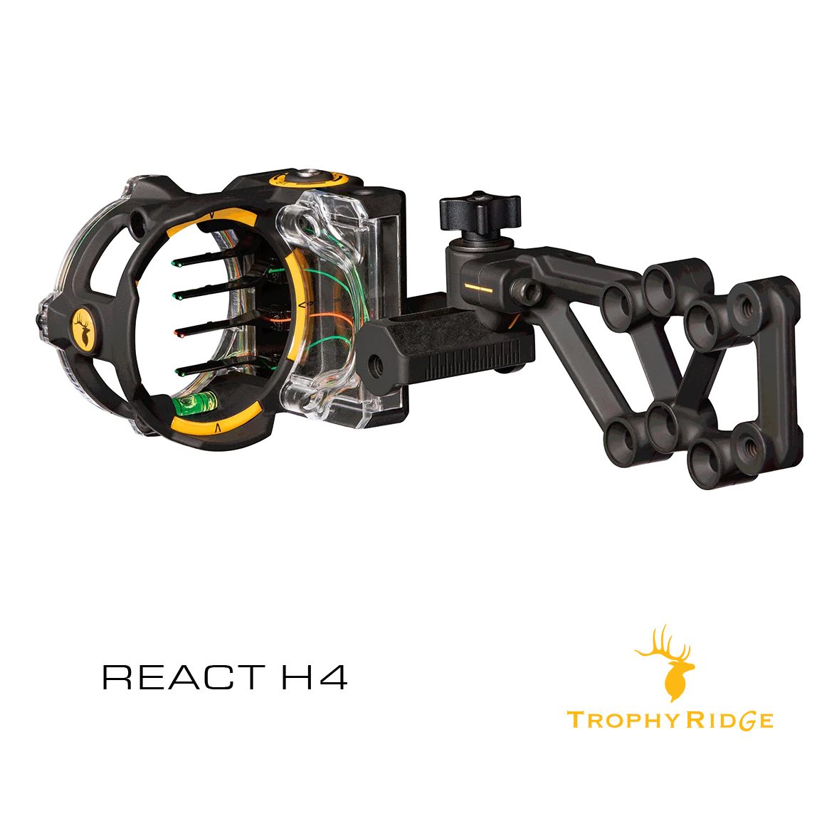 Trophy Ridge React H4 4-Pin Sight, Colour: Black, Hand Preference: RH