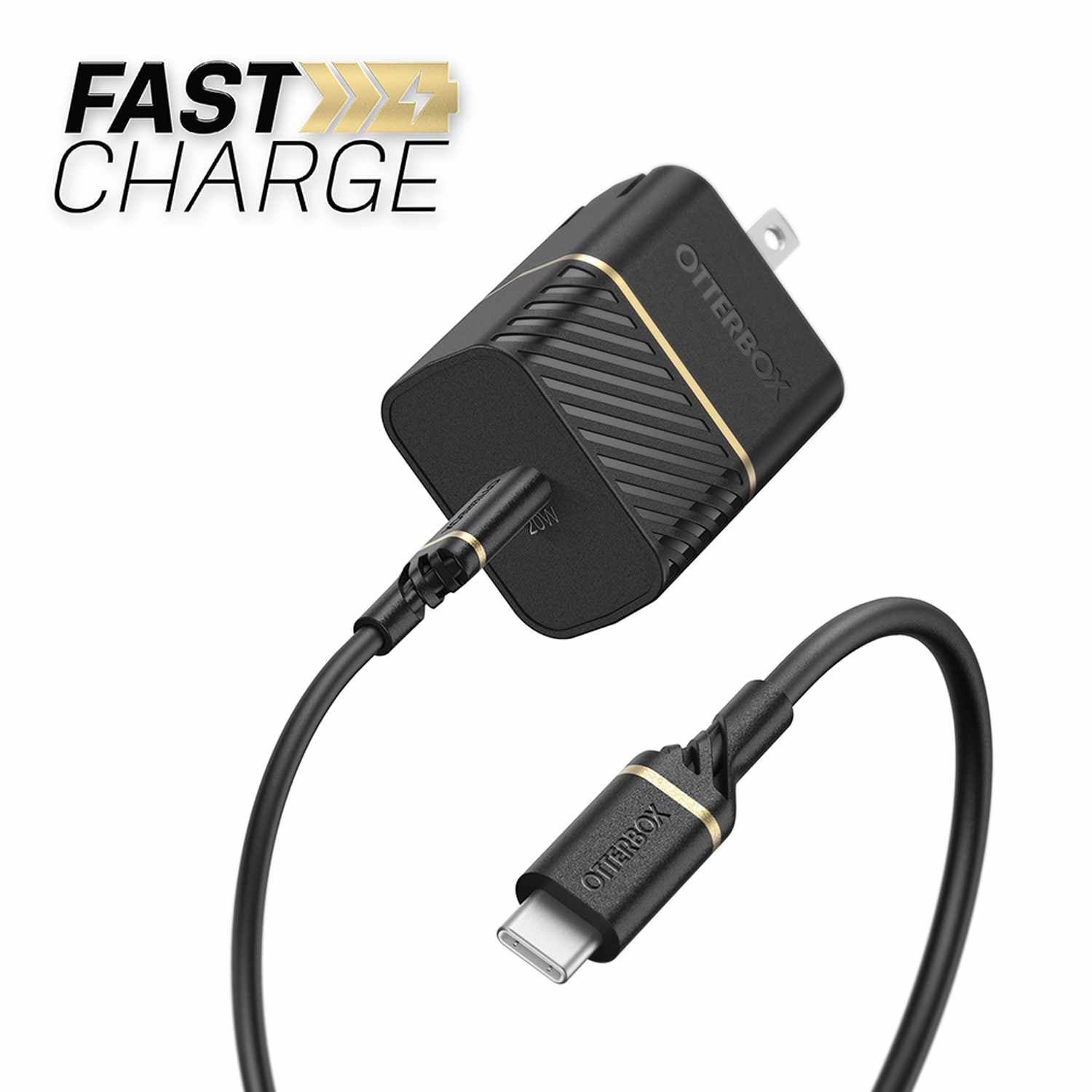 Otterbox Premium Fast Charge Pd Wall Charger 20w With Usb-C 3.3ft Black Wall Chargers