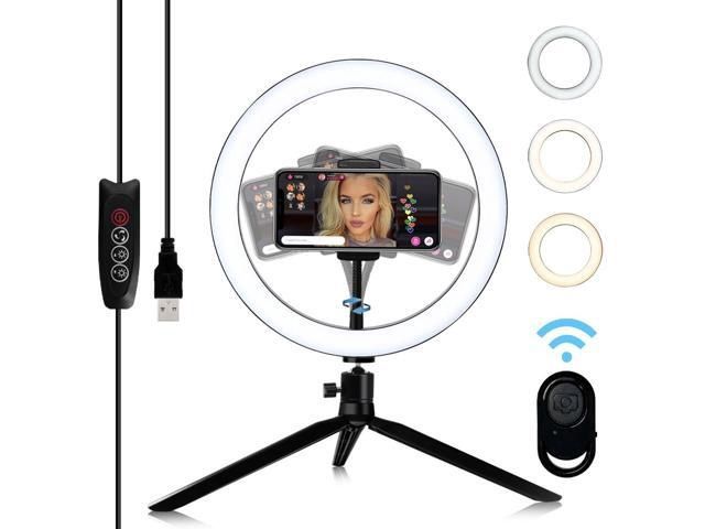 Uolo Mount 10' LED Ring Light [Aluminum Metal Frame] with Tripod Stand, Phone Holder &amp; Remote Shutter - Selfie &amp; Livestream Light