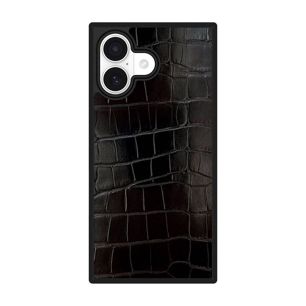 FLAUNT SQUARE iPhone 17 Case with MagSafe - Black Crocodile Faux Leather