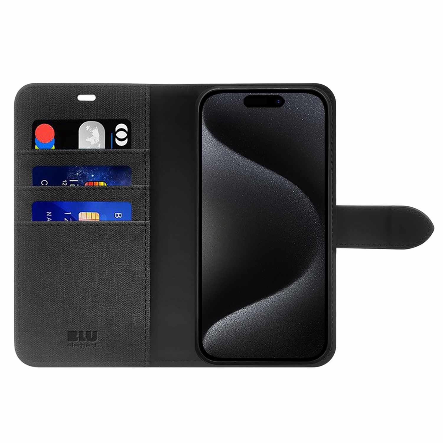 Blu Element Folio 2-In-1 Case Black For Iphone 17