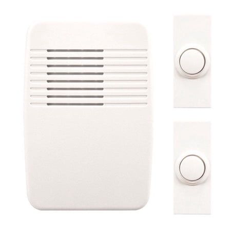 Heath Zenith SL-6167-C Heathco Sl-7367-02 Plug-in Wireless Doorbell Kit 3 Tones Plastic 5-1/8 in H X 3-1/2 in W X 1-3/8 in D White