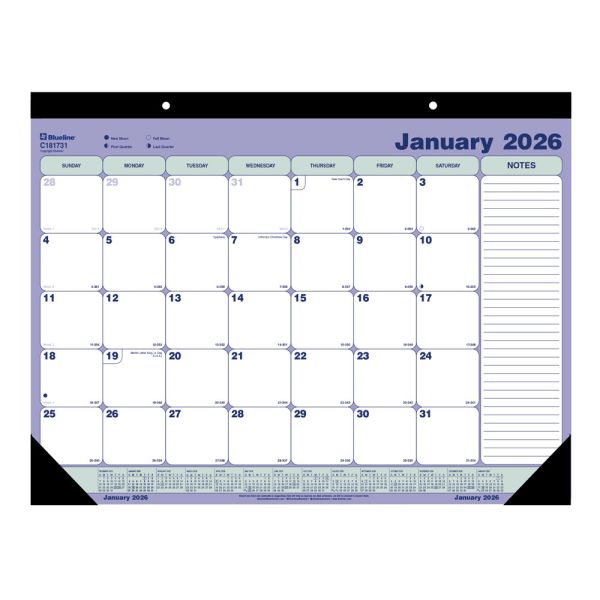 2026 Blueline Monthly Desk Pad Calendar 21-1/4 x 16 Blue/White January To December C181731