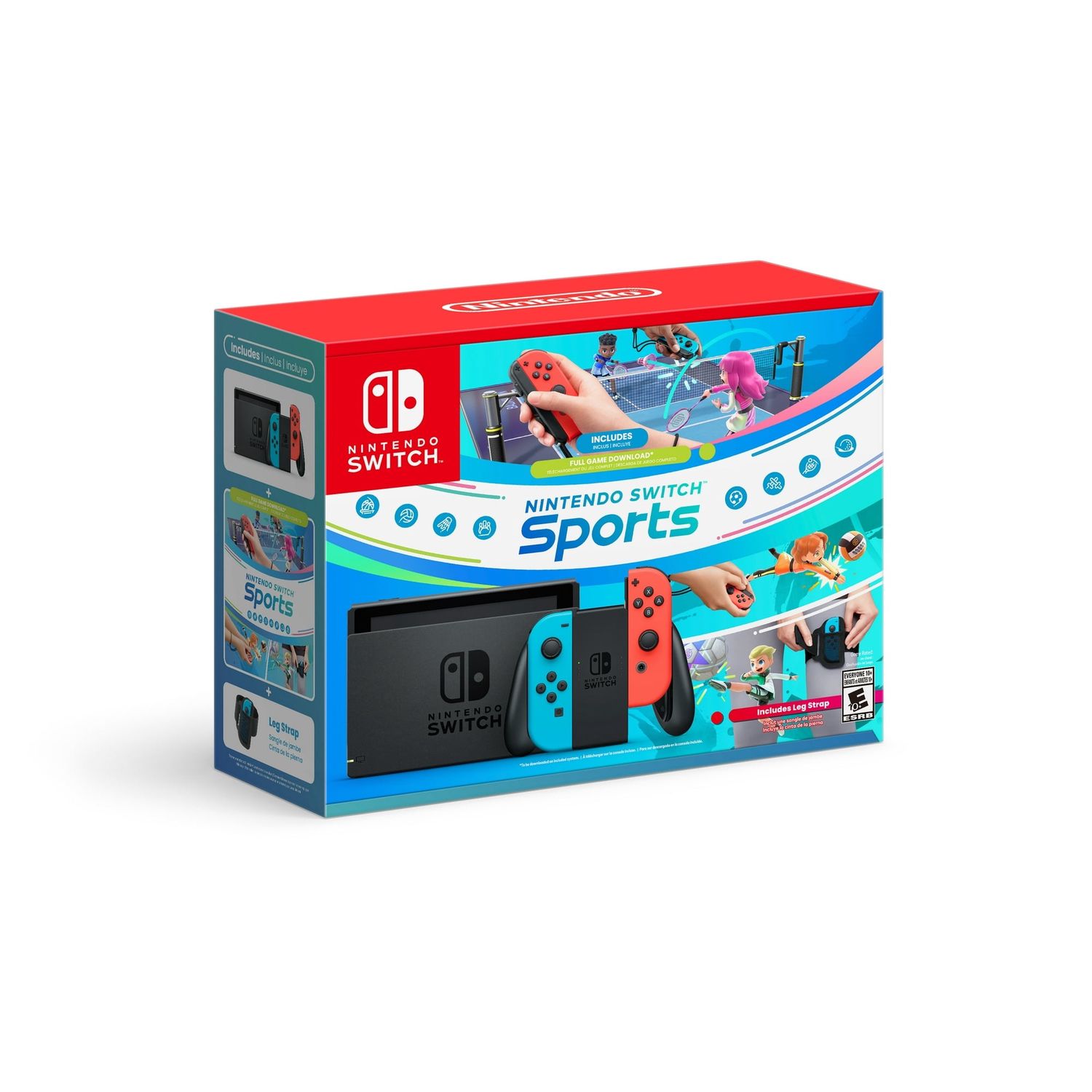 Nintendo Switch + Nintendo Switch Sports + Leg Strap Bundle
