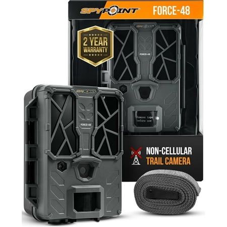 SPYPOINT Force 48 Trail Camera Non-Cellular 48MP Photo 720p Video w/ 48 Low-Glow LEDs for Image Quality Day or Night 80’ Flash Range
