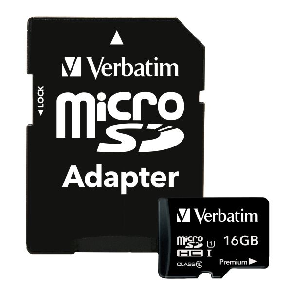 Verbatim microSDHC Card w/Adapter Class 10 16GB