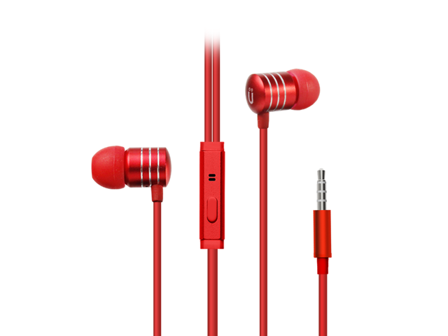 Uolo Pulse In-Ear Sound Isolating 3.5mm Headphones with Remote &amp; Microphone - Metallic Red
