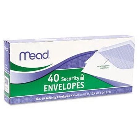 Mead Security Envelope 4 1/8 X 9 1/2 20 Lb White 40/box (Pack of 3)