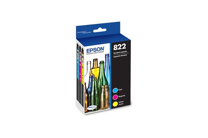 Epson 822 Standard Yield 3pk Ink Cartridge - Cyan Magenta Yellow: Printer Ink Combo Pack, Epson 822 Series