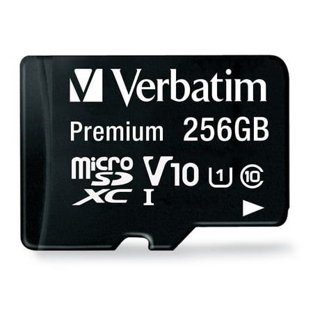 Verbatim 256GB Premium microSDXC Memory Card with Adapter UHS-I V10 U1 Class 10