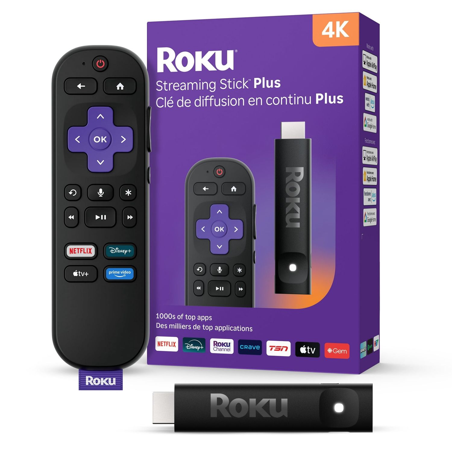 Roku Streaming Stick Plus 2025 - 4k And Hdr Roku Streaming Device For Tv With Voice Remote - Free And Live Tv