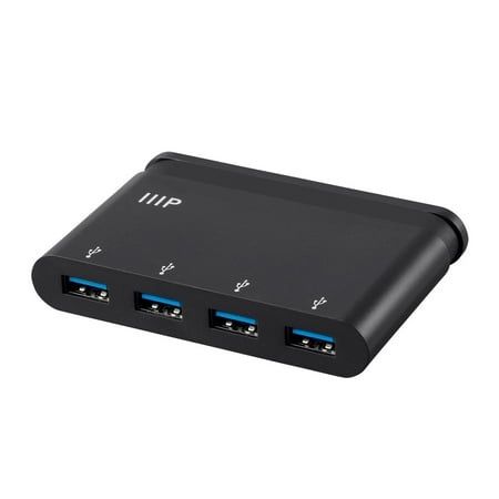Monoprice USB-C to 4-Port/USB 3.0 Hub Adapter - Black with Folding USB Type-C Connector - Mobile Series
