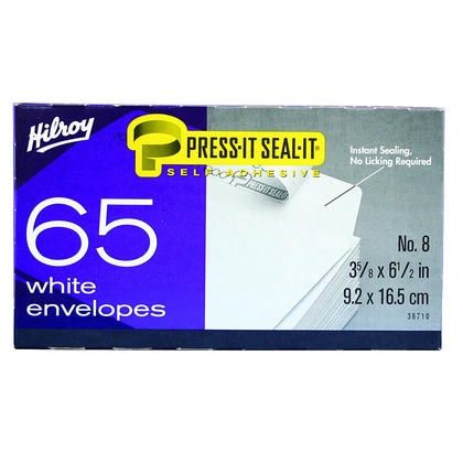 Hilroy@ Press-it Seal-it@ enveloppe blanche - boite 65, #8, 6-1/2 x 3-5/8" 456962