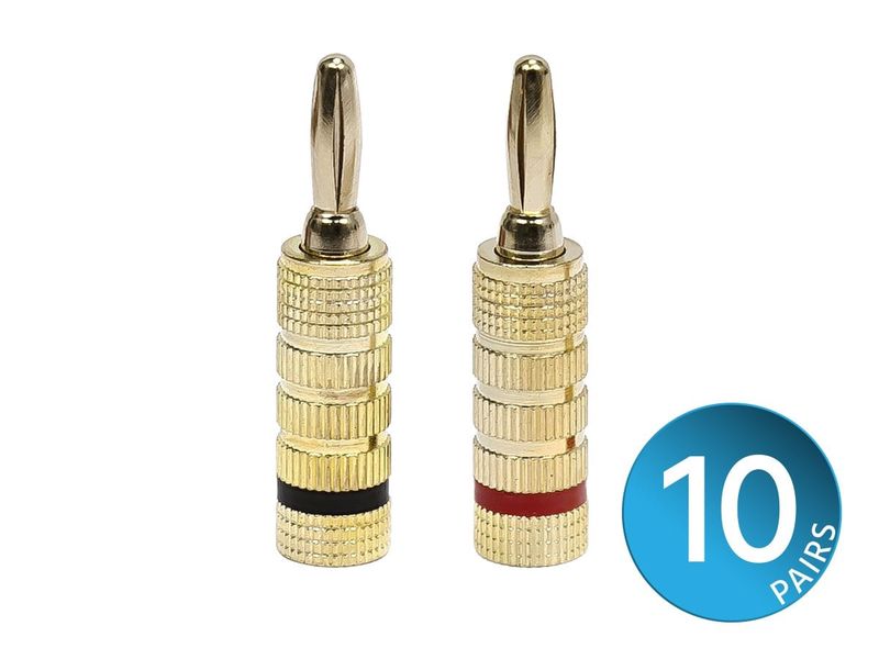 Monoprice 10 PAIRS Of High-Quality Speaker Banana Plugs Closed Screw Type