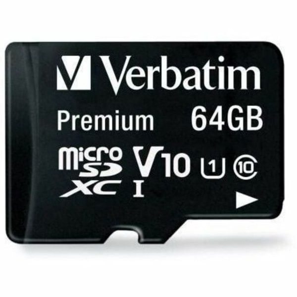 Verbatim 64GB Premium microSDXC Memory Card with Adapter UHS-I V10 U1 Class 10