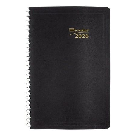 BROWNLINE Essential Daily Appointment Book Spiral Binding Poly Cover Black