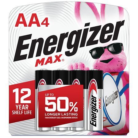 Energizer Max AA Batteries - 4pk Alkaline Battery: Single-Use, Silver, 1.5V