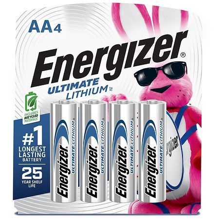 Energizer Ultimate Lithium AA Batteries - 4pk Lithium Battery: 3000 mAh, 1.5V, Single-Use