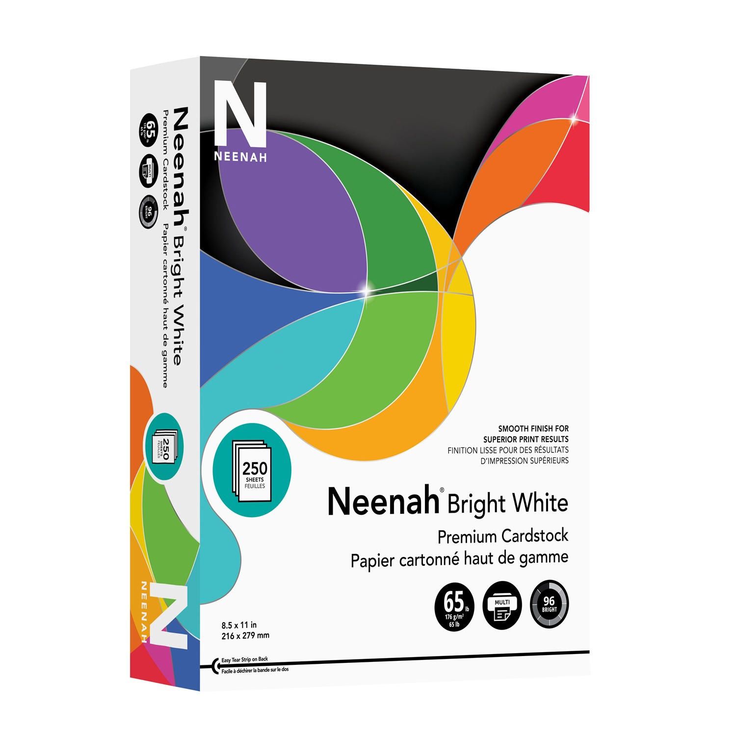 Neenah Bright White Cardstock 8.5 x 11 65 lb./176 Gsm White 250 Sheets